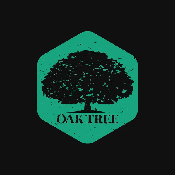 Oak Tree Logo in Dark Background — Stock Vector