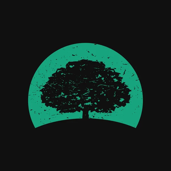 Oak Tree Logo in Dark Background — Stock Vector