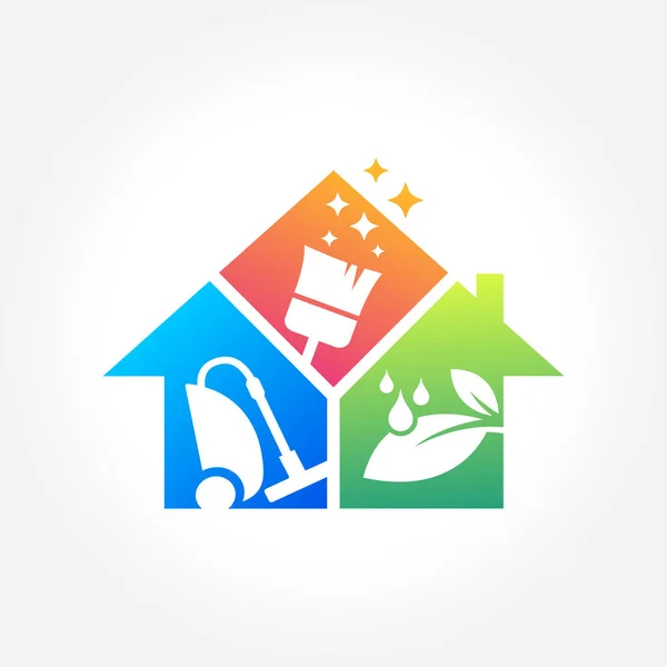 Impresa di Pulizia Progettazione logo aziendale, Eco Friendly Concept for Interior, Home and Building — Vettoriale Stock