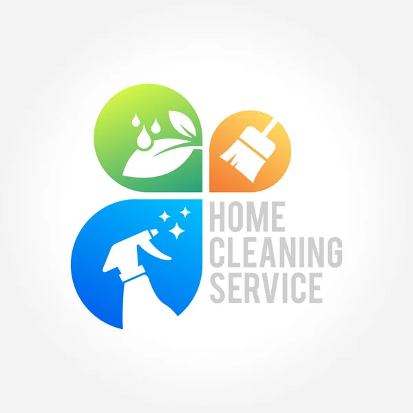 Cleaning Service Business logo design, Eco Friendly Concept for Interior, Home and Building — Stock Vector