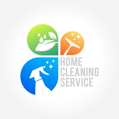 Temizlik Hizmetleri İşletme logosu tasarımı, İçişleri, Ev ve Bina İçin Çevre Dostluğu Konsepti
