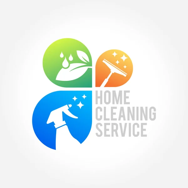 Reinigungsservice Business Logo Design, Umweltfreundliches Konzept für Interieur, Haus und Gebäude — Stockvektor