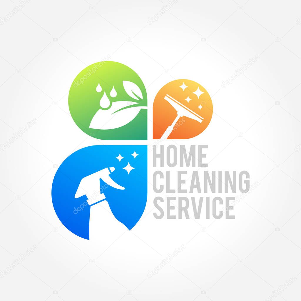 Cleaning Service Business Logo Design Eco Friendly Concept For Interior Home And Building