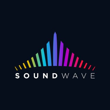 Müzik Logo kavramı ses dalgası, ses teknolojisi, soyut şekli