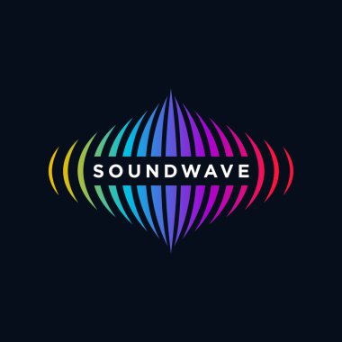Müzik Logo kavramı ses dalgası, ses teknolojisi, soyut şekli