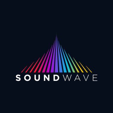 Müzik Logo kavramı ses dalgası, ses teknolojisi, soyut şekli