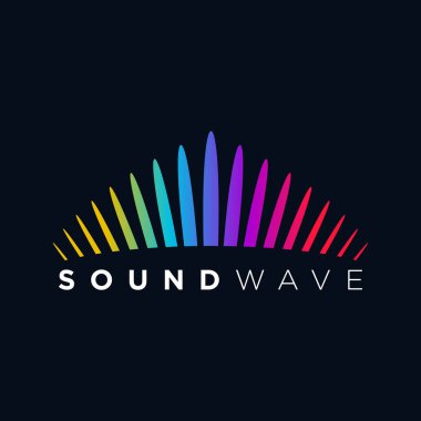 Müzik Logo kavramı ses dalgası, ses teknolojisi, soyut şekli