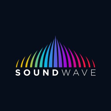 Müzik Logo kavramı ses dalgası, ses teknolojisi, soyut şekli