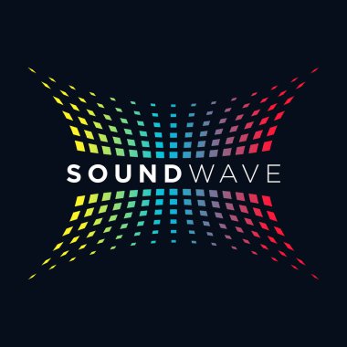 Müzik Logo kavramı ses dalgası, ses teknolojisi, soyut şekli