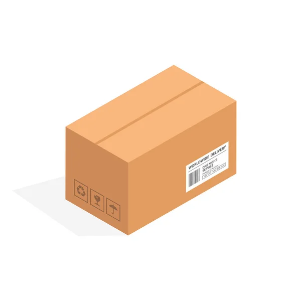 Ізометрична упаковка картонної коробки ізольована, векторна ілюстрація — стоковий вектор