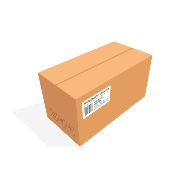 Imballaggio scatola di cartone isometrico isolato, disegno illustrazione vettoriale — Vettoriale Stock