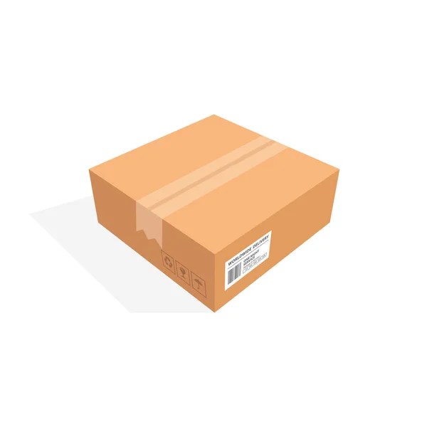 Caja de cartón isométrico embalaje aislado, diseño de ilustración vectorial — Vector de stock