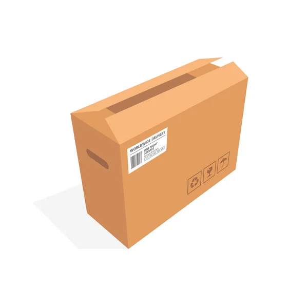 Emballage de boîte en carton isométrique isolé, illustration vectorielle — Image vectorielle