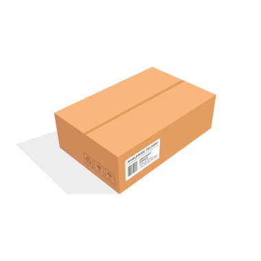 İzometrik karton kutu ambalaj izole, vektör çizim tasarım