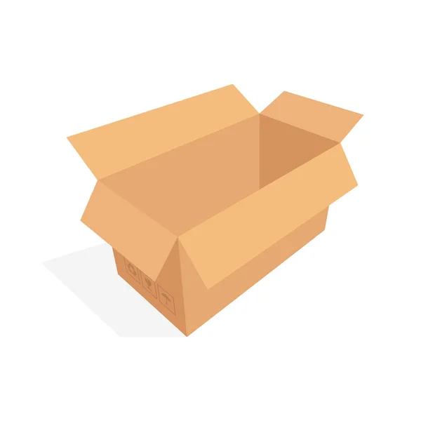 Caja de cartón isométrico embalaje aislado, diseño de ilustración vectorial — Vector de stock