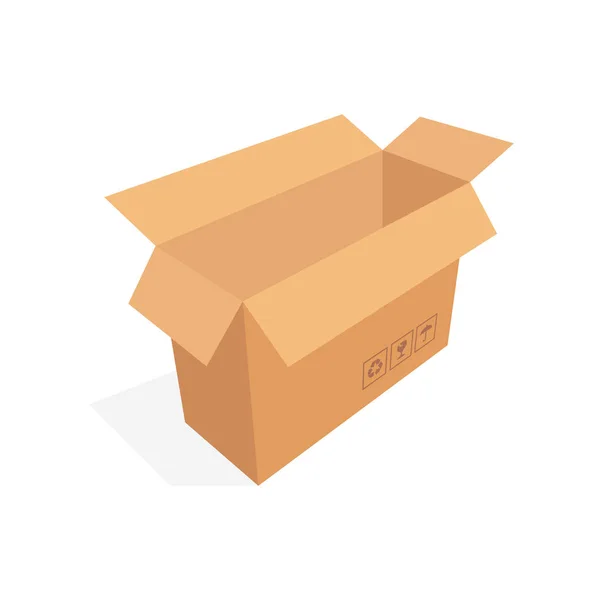 Изометрическая упаковка картонная коробка изолированная, векторная иллюстрация дизайна — стоковый вектор