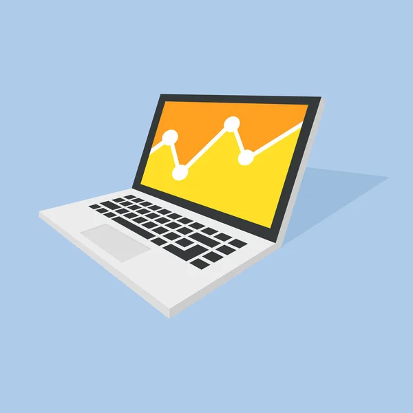 Isometrischer Vektor Notebook Laptop Illustration, Finanzdiagramm-Konzept — Stockvektor