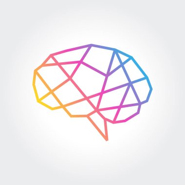 Beyin Logosu siluet tasarım vektör şablonu. Fikir kavramı düşün