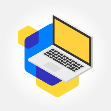 İzometrik defter, laptop simge tasarlamak