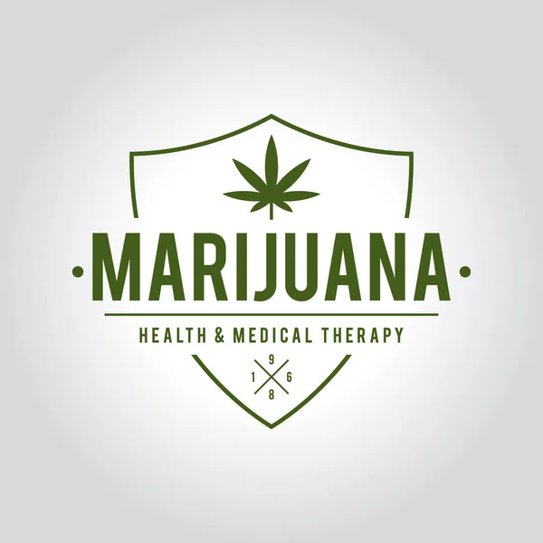 Vintage Marijuana etichetta design, Cannabis Salute e terapia medica, illustrazione vettoriale — Vettoriale Stock
