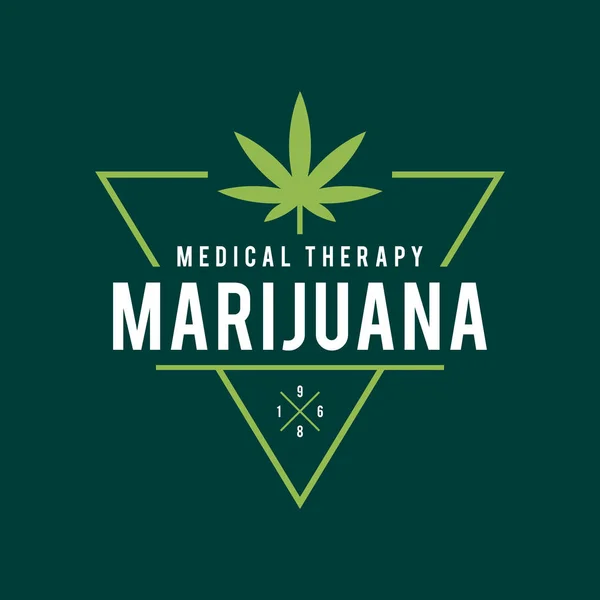 Vintage labelontwerp dat marihuana, Cannabis gezondheid en medische therapie, vectorillustratie — Stockvector