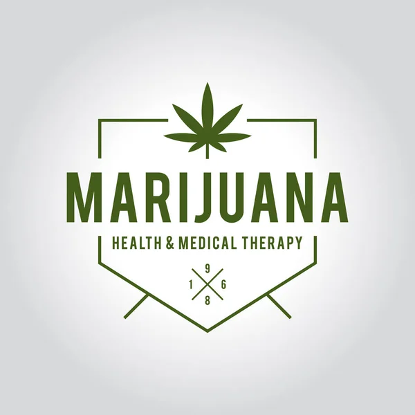 Vintage Marijuana design d'étiquette, Cannabis Santé et thérapie médicale, illustration vectorielle — Image vectorielle