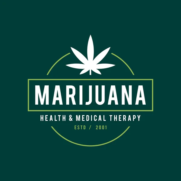Vintage labelontwerp dat marihuana, Cannabis gezondheid en medische therapie, vectorillustratie — Stockvector