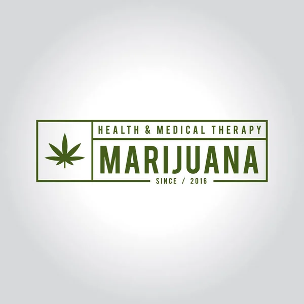 Vintage labelontwerp dat marihuana, Cannabis gezondheid en medische therapie, vectorillustratie — Stockvector