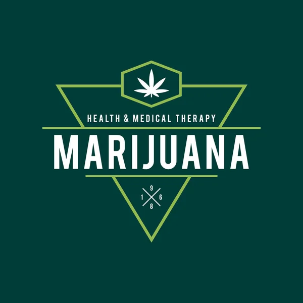 Vintage labelontwerp dat marihuana, Cannabis gezondheid en medische therapie, vectorillustratie — Stockvector