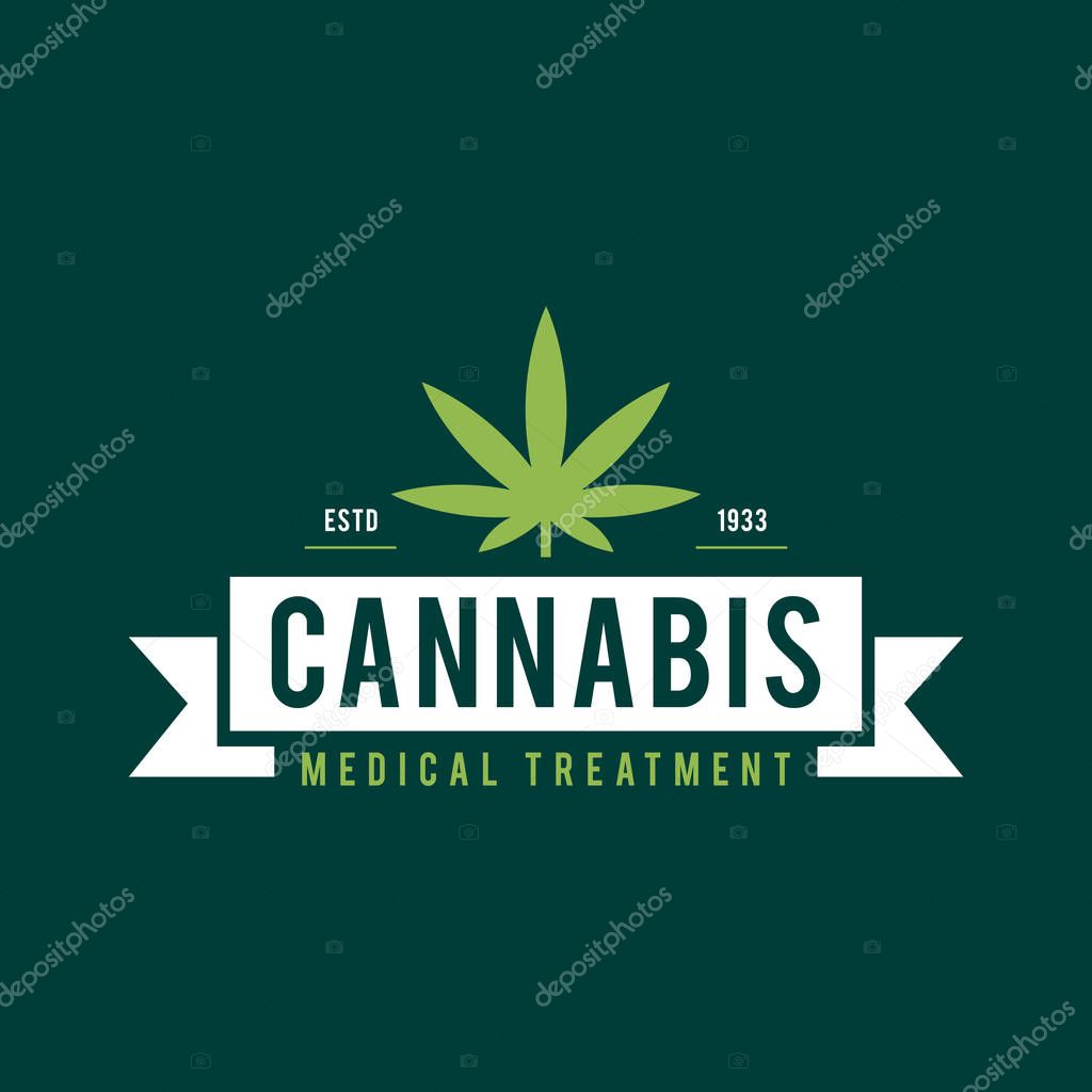 An amazing Vintage Marijuana label design, Cannabis Health and Medical therapy, vector illustration