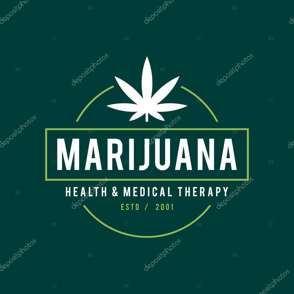 An amazing Vintage Marijuana label design, Cannabis Health and Medical therapy, vector illustration