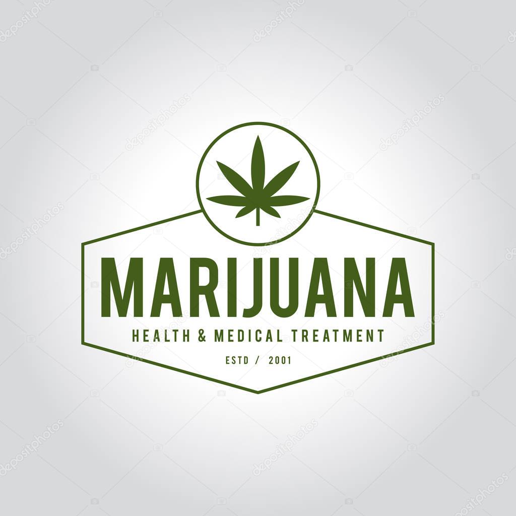 An amazing Vintage Marijuana label design, Cannabis Health and Medical therapy, vector illustration