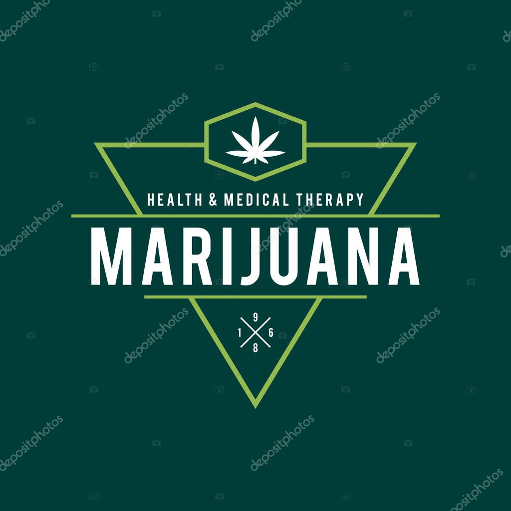 An amazing Vintage Marijuana label design, Cannabis Health and Medical therapy, vector illustration