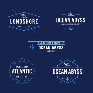 Vintage deniz ve okyanus etiket rozet, Retro tasarım öğesi