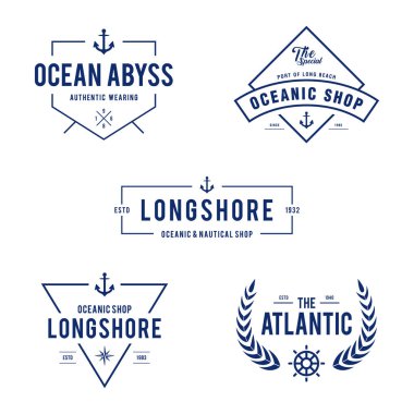 Vintage deniz ve okyanus etiket rozet, Retro tasarım öğesi beyaz arka planda