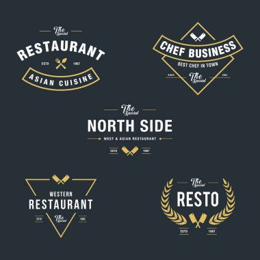 vintage Restoran rozetleri ve Etiketler kümesi
