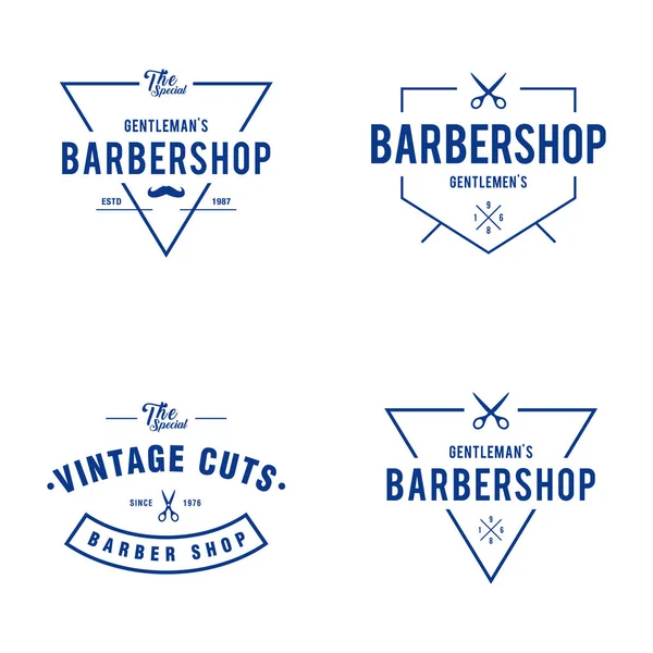 Conjunto de crachás e rótulos de barbearia vintage elementos de design em fundo branco — Vetor de Stock