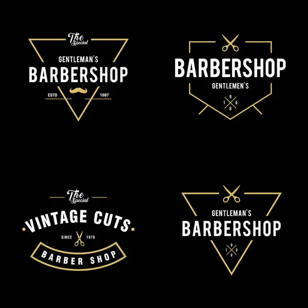 Set de insignias de peluquería vintage y elementos de diseño de etiquetas — Vector de stock