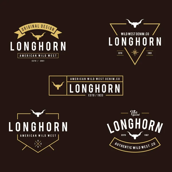 Boğa baş, Texas vahşi batı Tema silüeti Vintage etiketle