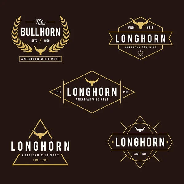 Boğa baş, Texas vahşi batı Tema silüeti Vintage etiketle