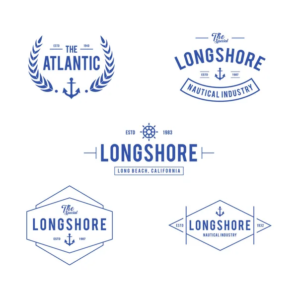 Vintage Nautical y Ocean Label Badge, elemento de diseño retro en fondo blanco — Vector de stock