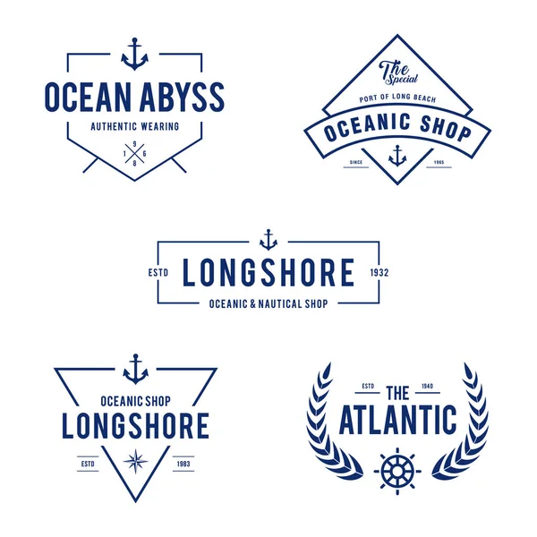 Vintage deniz ve okyanus etiket rozet, Retro tasarım öğesi beyaz arka planda