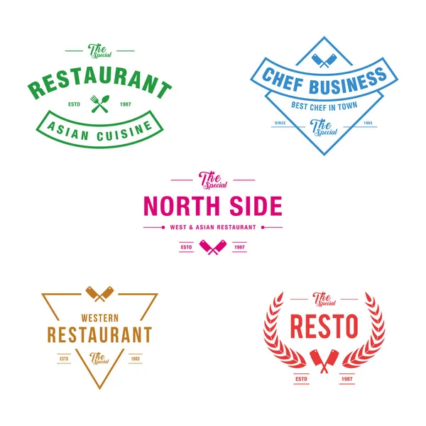 Vintage étterem jelvények és a fehér háttér a felirat — Stock Vector