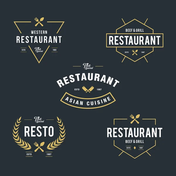 Set de insignias y etiquetas de restaurante vintage — Vector de stock