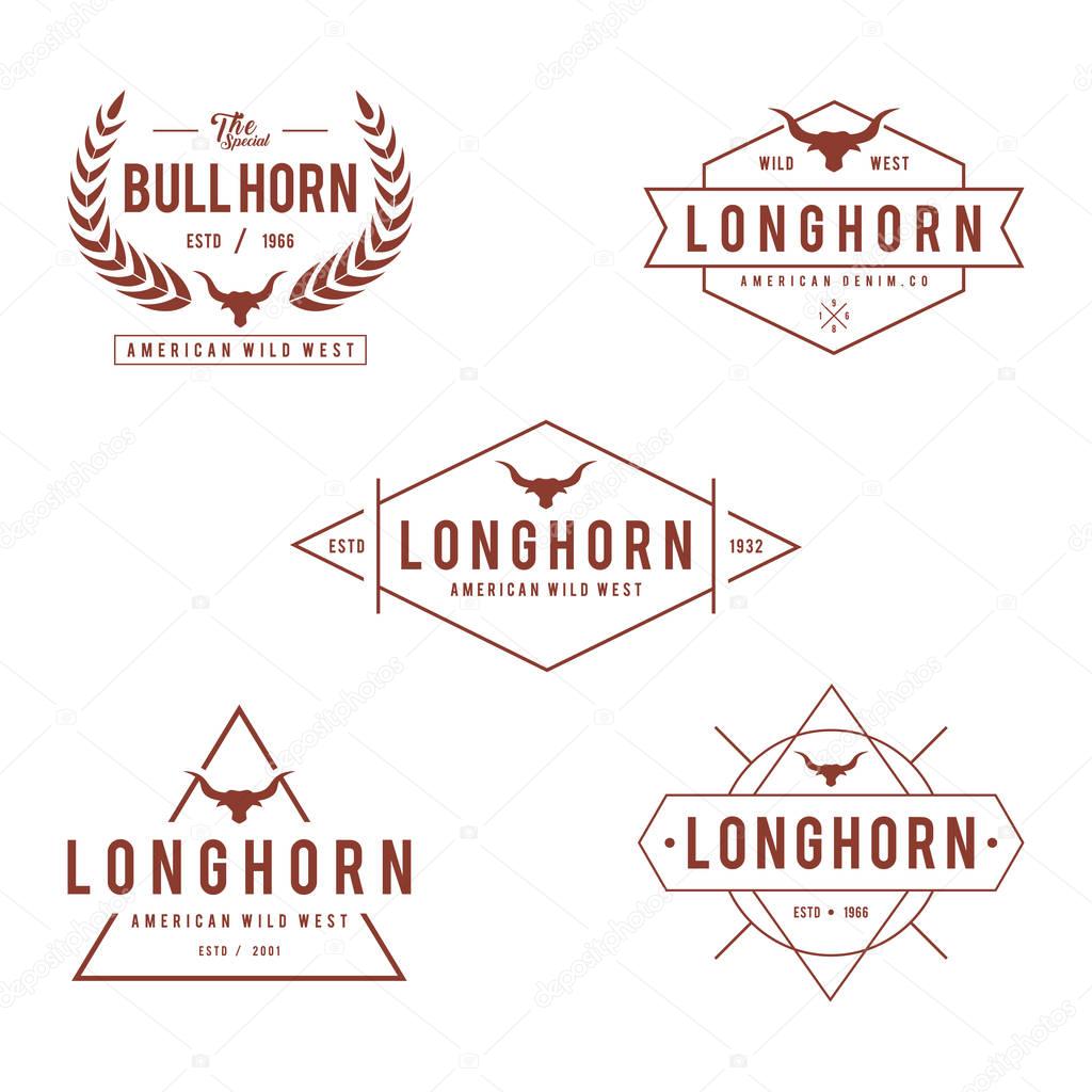 An amazing illustration Vintage label with silhouette of bull head, Texas Wild West theme