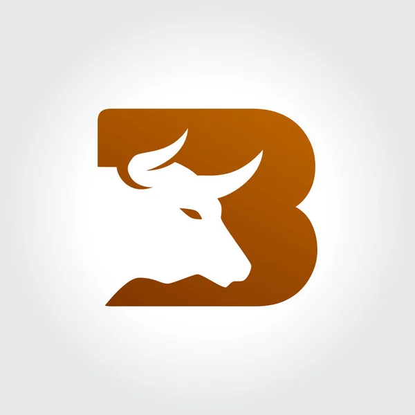 Símbolo de letra B con diseño de silueta de cabeza de toro — Vector de stock