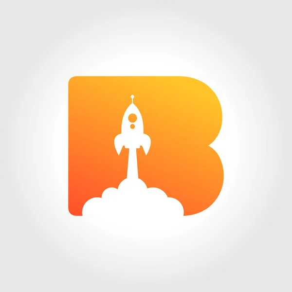 Letra B Símbolo con diseño de silueta cohete — Vector de stock