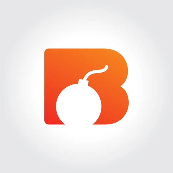 Símbolo da letra B com projeto da silhueta da bomba — Vetor de Stock