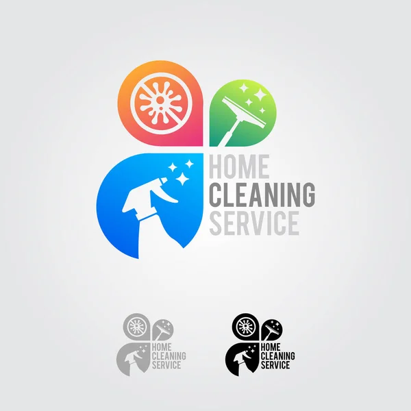 Cleaning Service Business Logo Design Eco Friendly Concept Interior Home — Stock Vector
