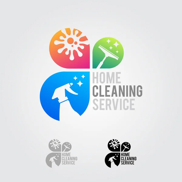 Usługi Sprzątania Projekt Logo Firmy Ekologiczna Koncepcja Wnętrz Domu Budynku — Wektor stockowy